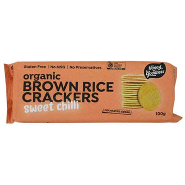 Honest to Goodness Organic Brown Rice Crackers Sweet Chilli 100g