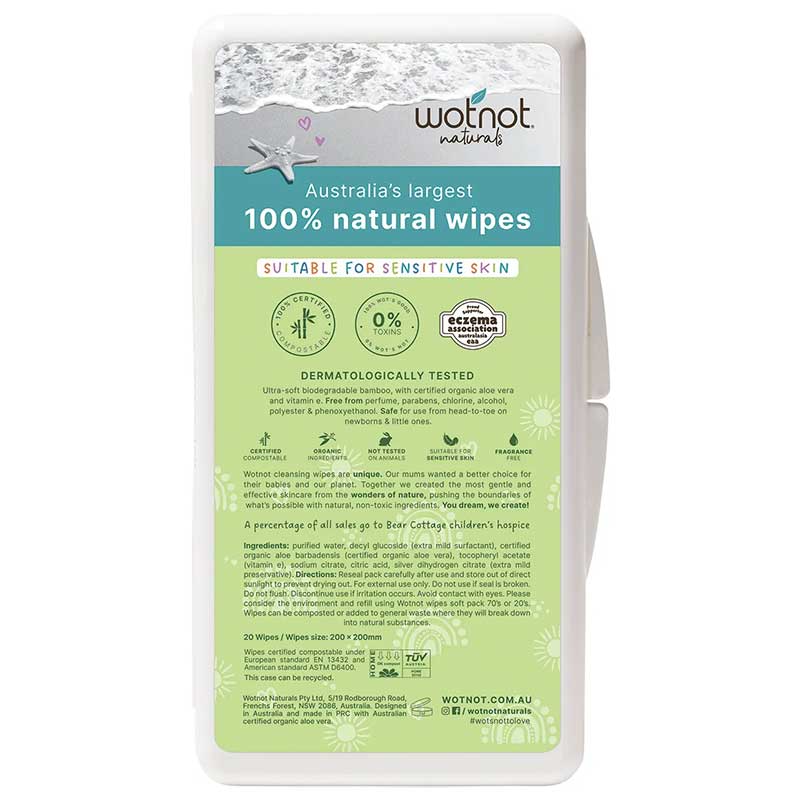 Wotnot Baby Wipes with Case Biodegradable 20pk