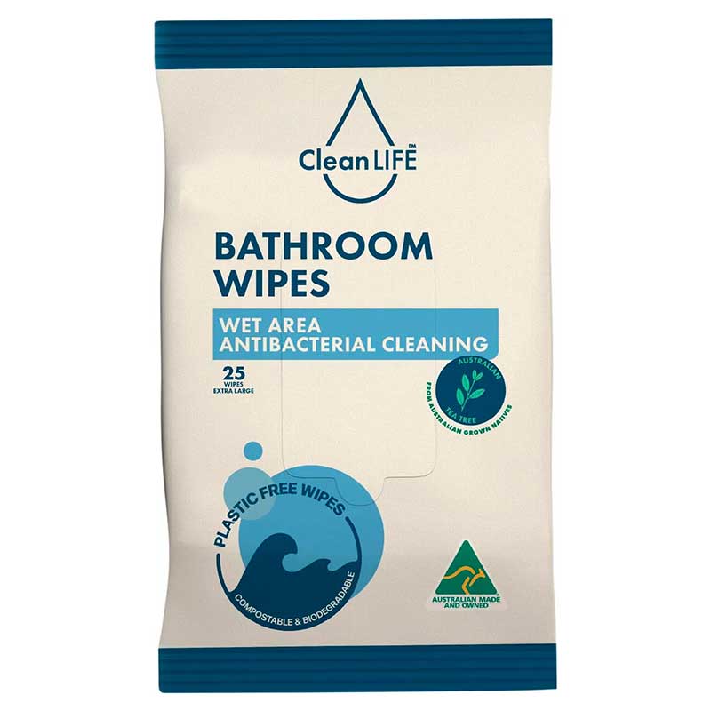 Cleanlife Bathroom Wipes - Antibacterial  25pk