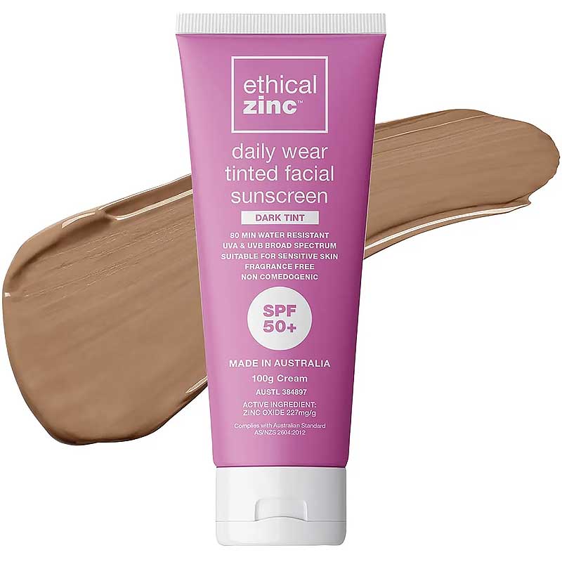 Ethical Zinc Daily Wear Tinted Facial Sunscreen Dark Tint 50+ 100g