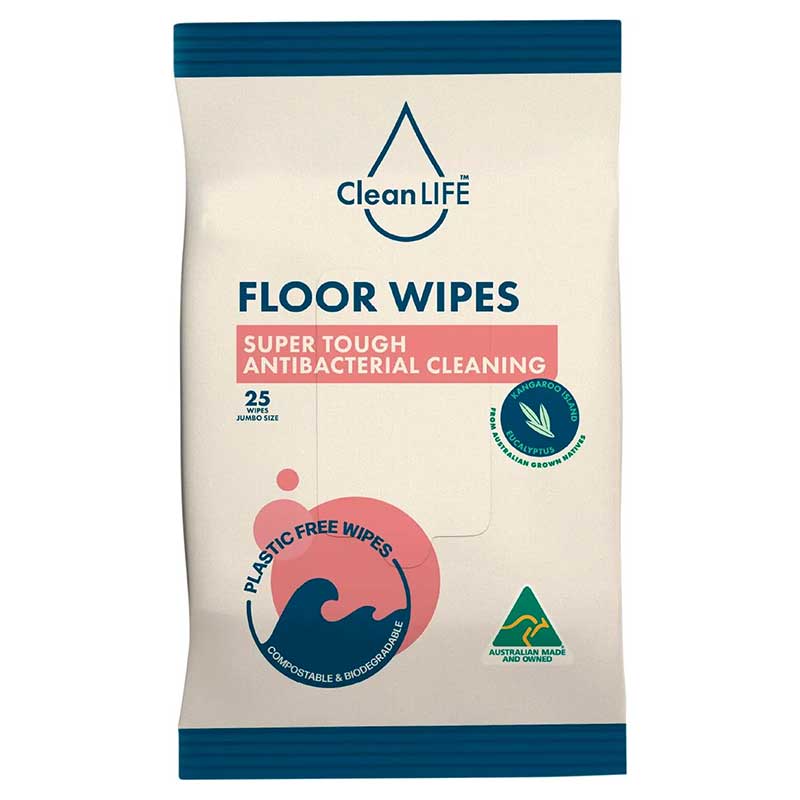 Cleanlife Floor Wipes - Antibacterial  25pk