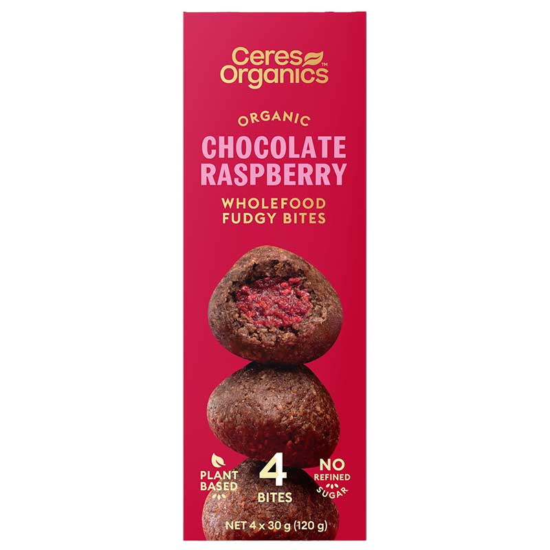 Ceres Organics Fudgy Bites Chocolate Raspberry 4x30g