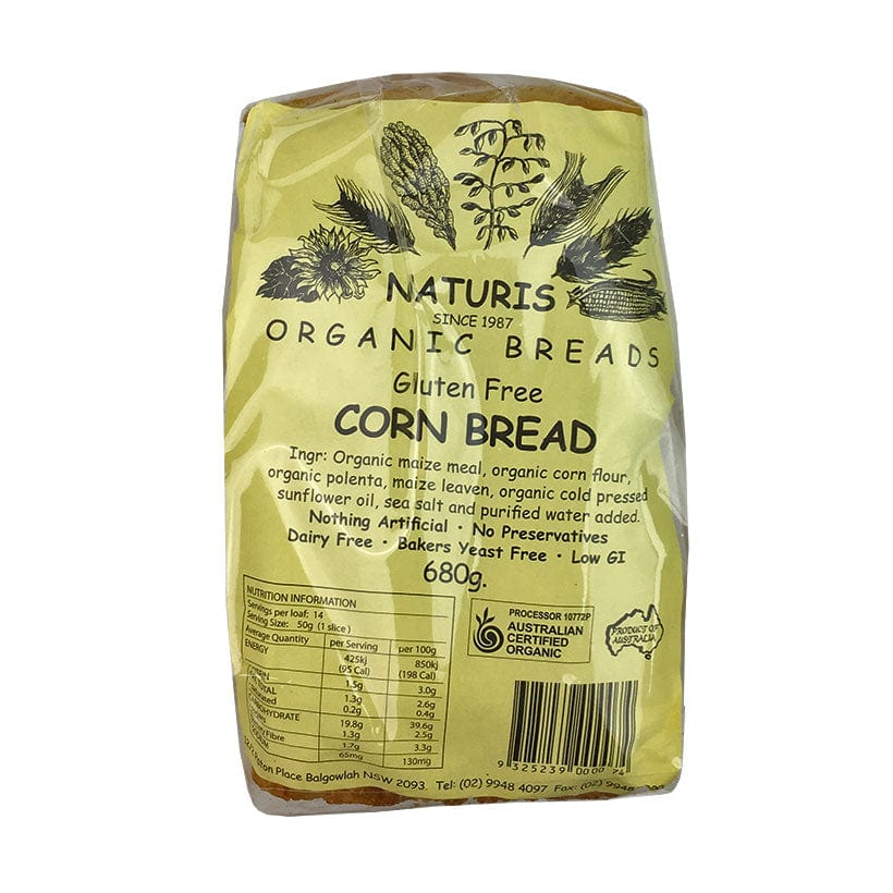 Naturis  Organic Gluten Free Corn Loaf (Sliced) - Frozen 680g