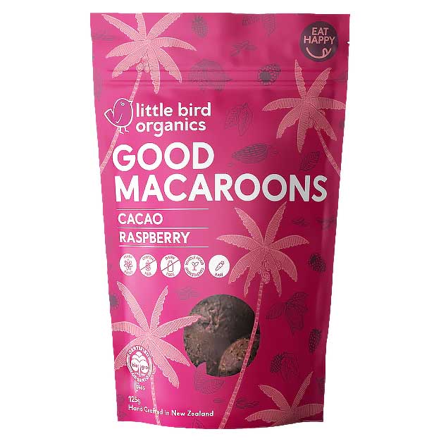 Little Bird Organics Good Macaroons Cacao and Raspberry 125g