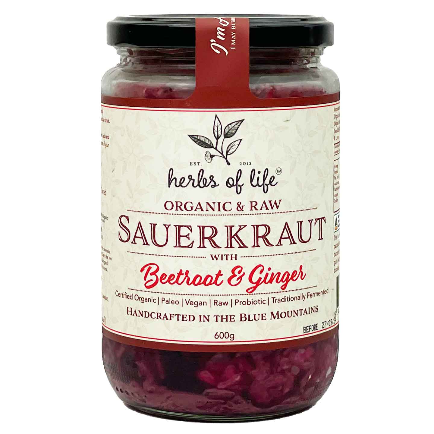 Herbs of Life Green Sauerkraut with Beetroot and Ginger 600g