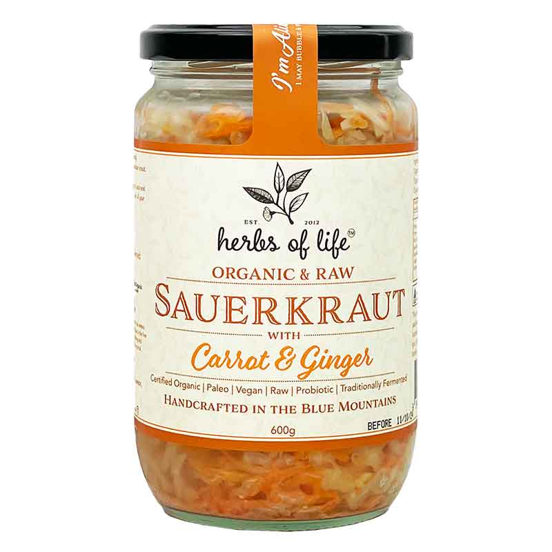 Herbs of Life Green Sauerkraut with Carrot and Ginger 600g