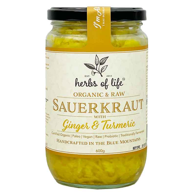 Herbs of Life Green Sauerkraut with Ginger and Turmeric 600g