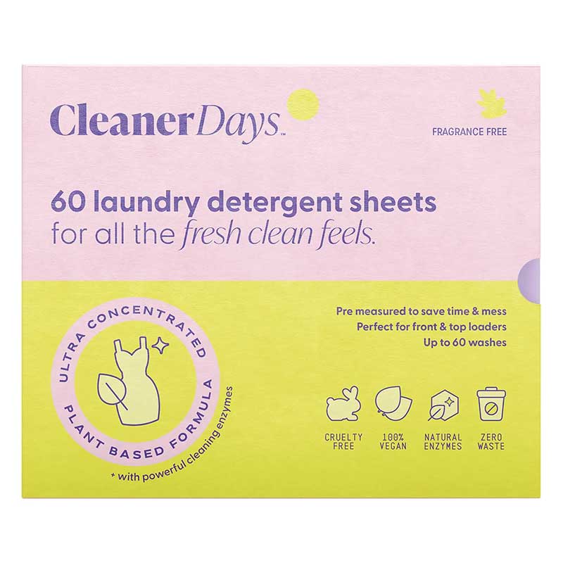 Cleaner Days Laundry Detergent Sheets Fragrance Free 60pcs