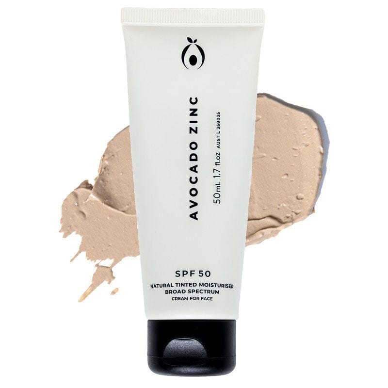 Avocado Zinc Natural Tinted Moisturiser Light - Medium SPF50 50ml