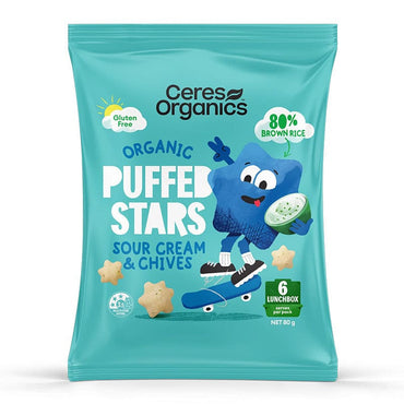 Ceres Organics Puffed Stars Sour Cream and Chives 80g