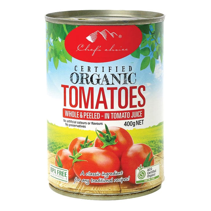 Chef's Choice Tomatoes Whole Peeled Organic 400g