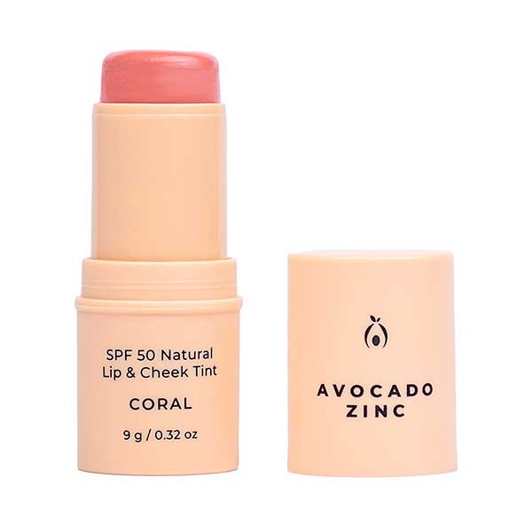 Avocado Zinc Natural Lip and Cheek Tint Coral 9g