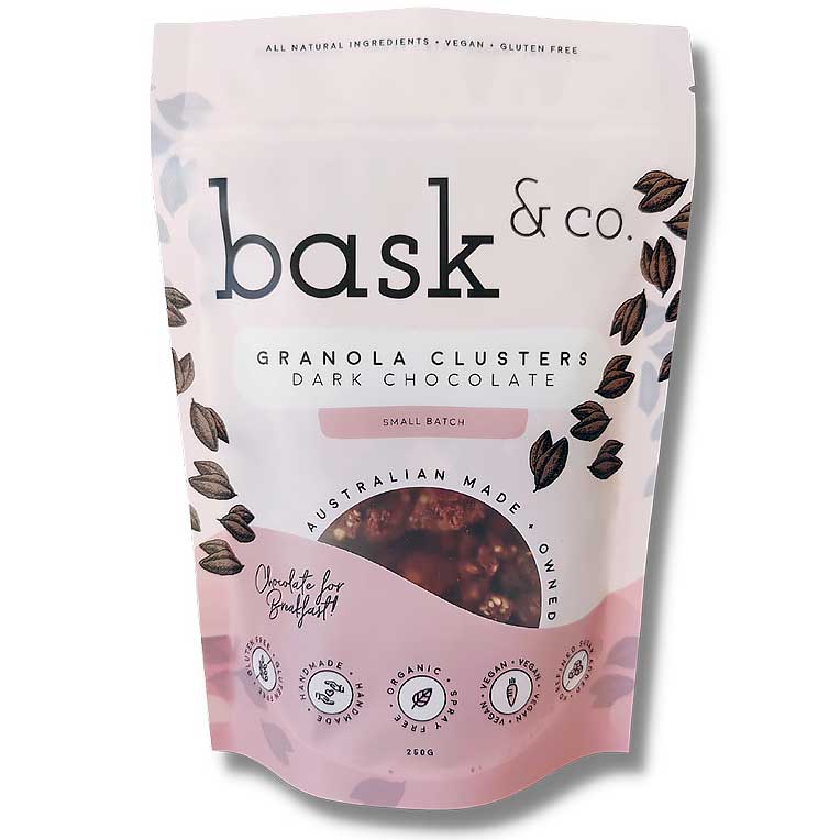 Bask and Co Gluten Free Granola Clusters Dark Chocolate 250g