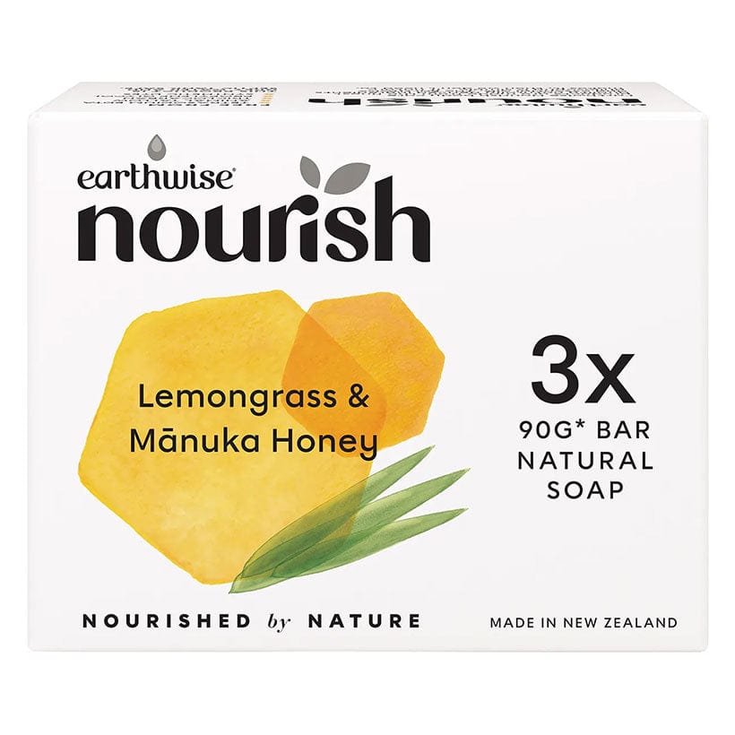 Earthwise Nourish Natural Soap Bar Lemongrass and Manuka Honey 3 x 270g