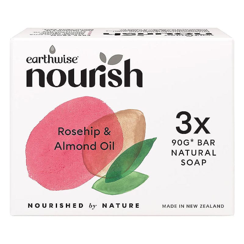 Earthwise Nourish Natural Soap Bar Rosehip and Almond Oil 3 x 270g