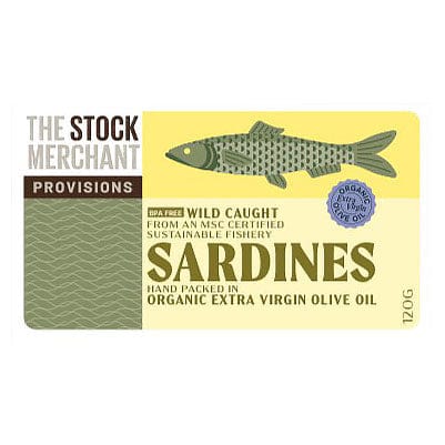 The Stock Merchant Sardines in Organic Extra Virgin Olive Oil 120g