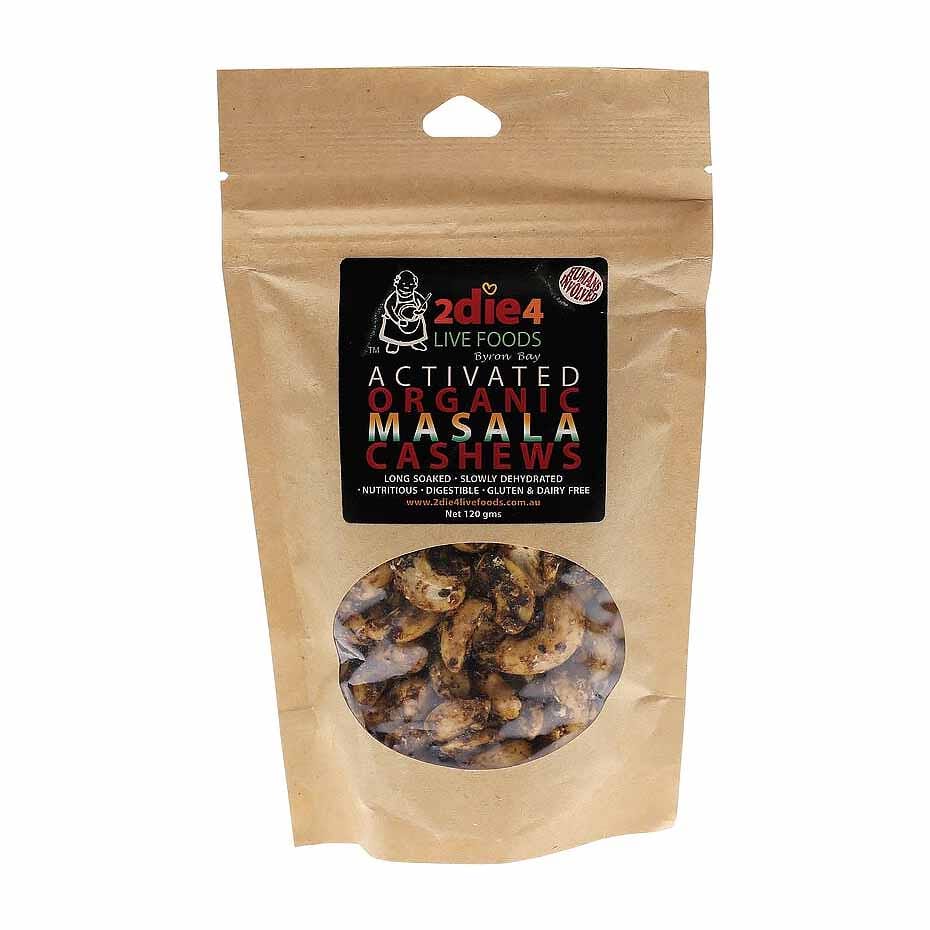 2Die4 Live Foods Organic Activated Masala Cashews 120g