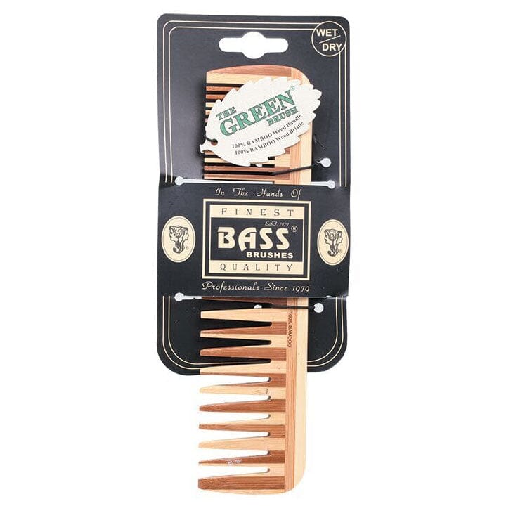 Bass Brush Bamboo Comb Large - Wide and Fine Tooth 1 piece