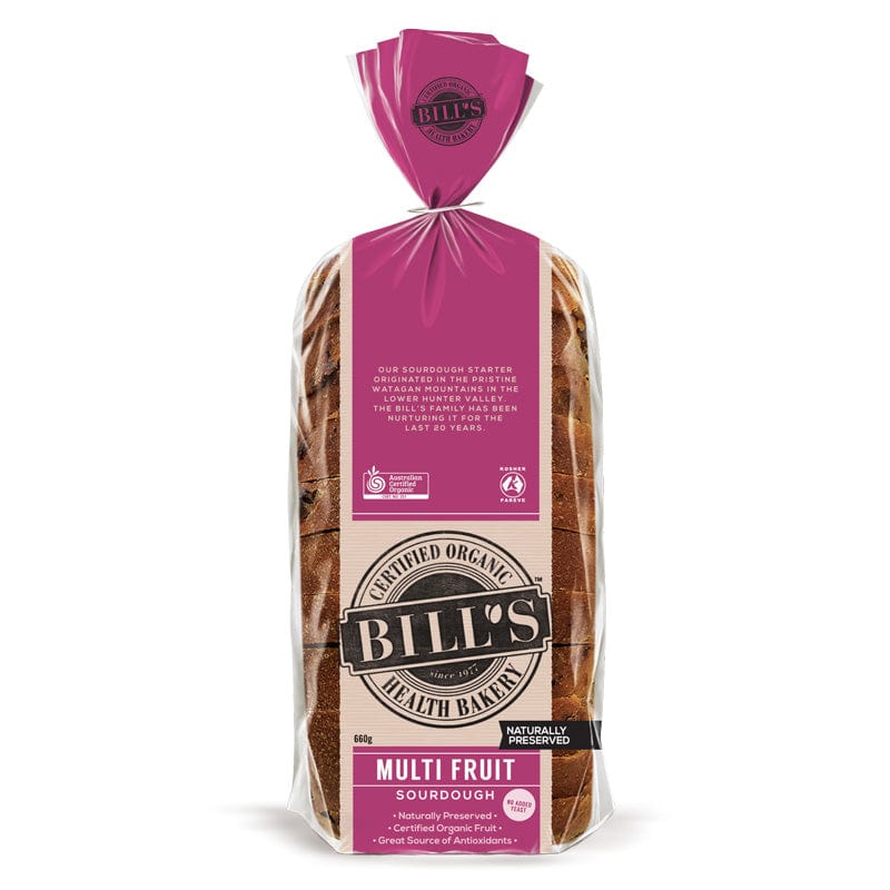 Bill's Organic Bread Sourdough Multi Fruit Stoneground 660g