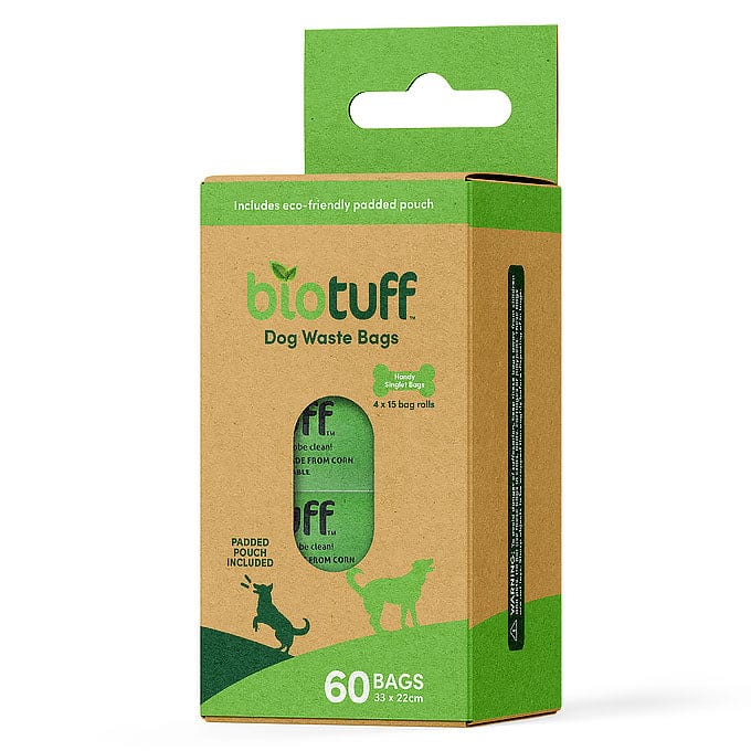BioTuff Dog Waste Bags and Padded Pouch 4 x 15 bag rolls