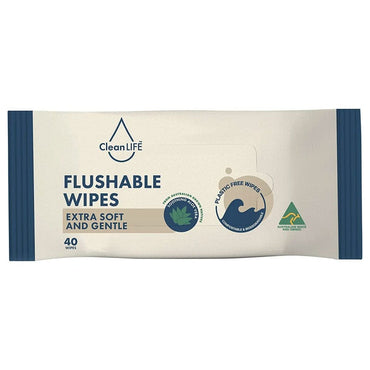 Cleanlife Flushable Wipes Extra Soft and Gentle 40pk