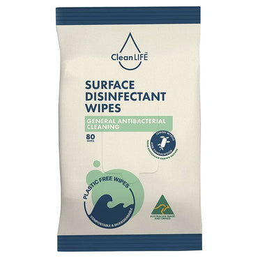 Cleanlife Surface Disinfectant Wipes - Antibacterial  80pk