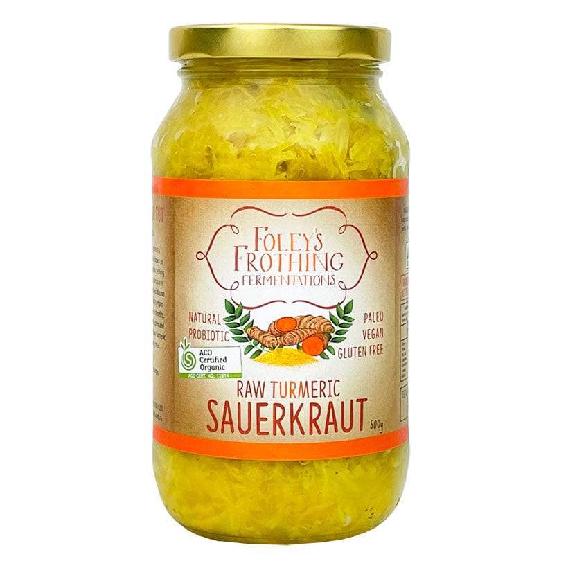 Foleyâ€™s Frothing Fermentations Raw Turmeric Sauerkraut 250g