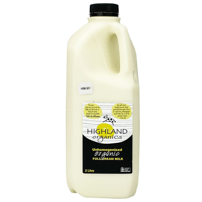 Highland Organic Full Cream Milk Unhomogenised 2L