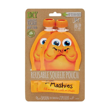 Little Mashies Reusable Squeeze Pouch Orange 2 pack