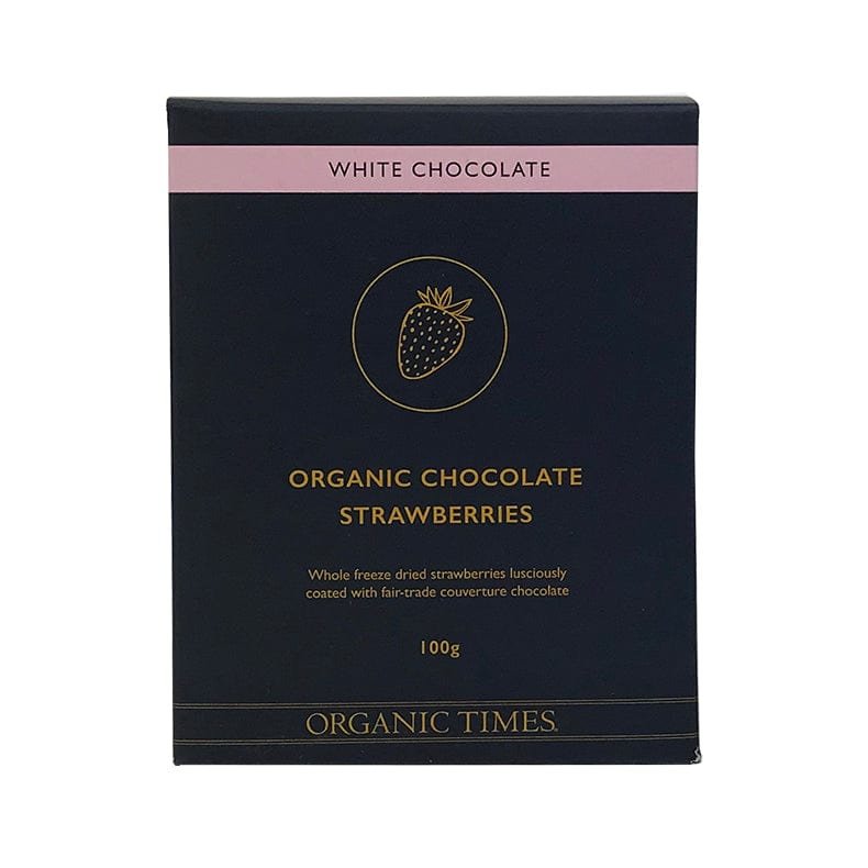 Organic Times White Chocolate Strawberries 100g