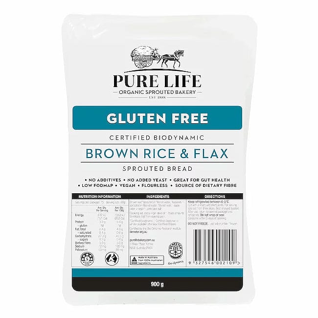 Pure Life Sprouted Brown Rice and Flax Bread 900g