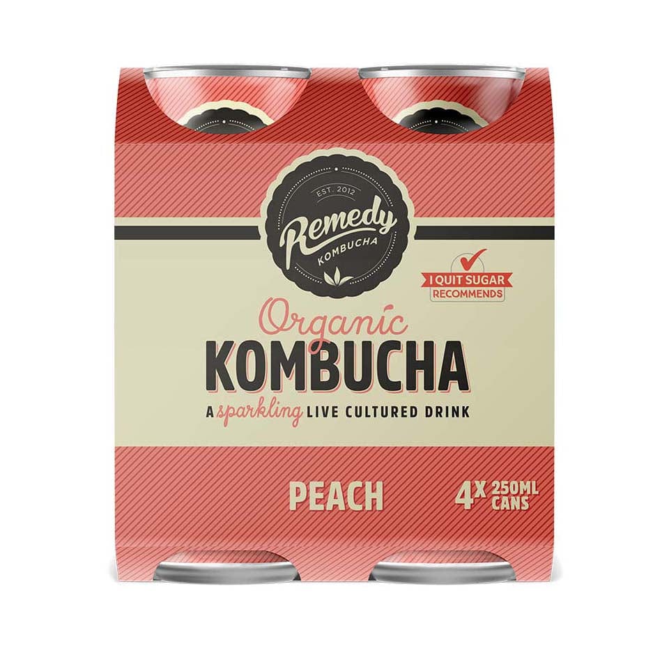 Remedy  Peach Kombucha CAN 4 x 250ml