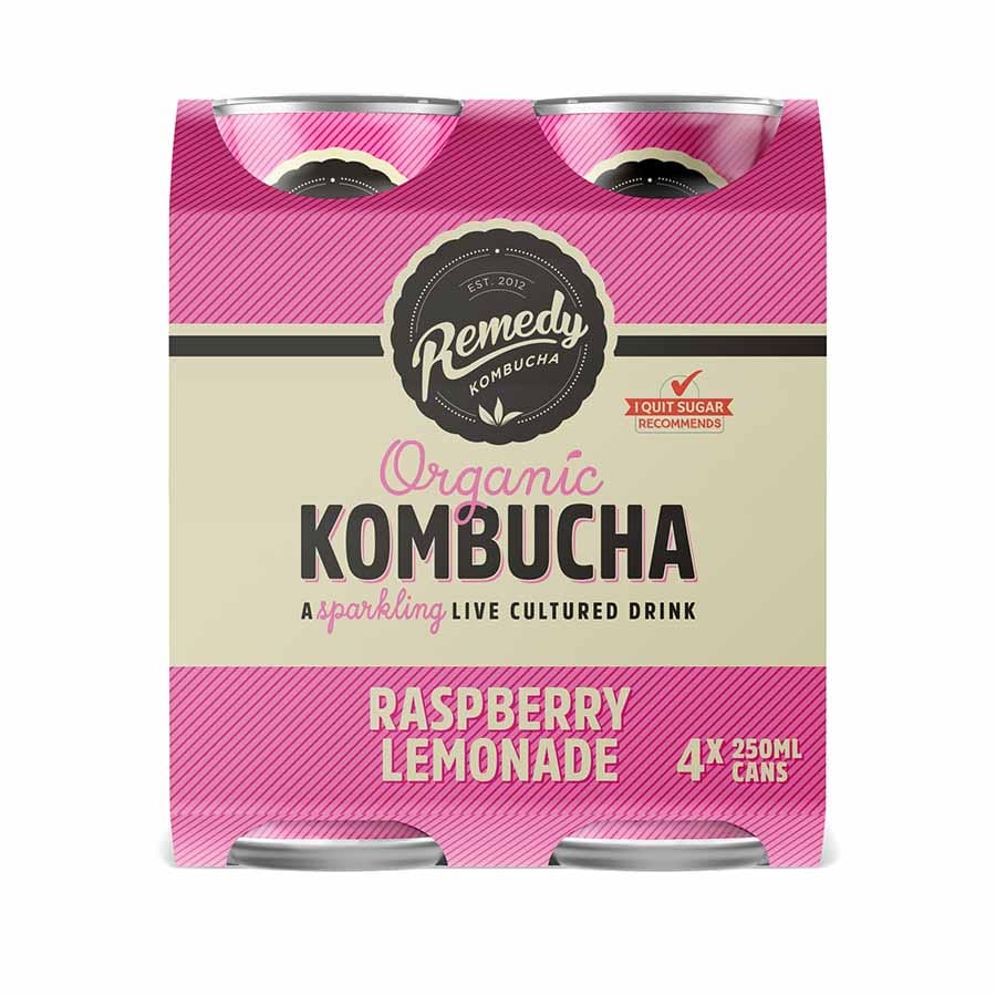 Remedy  Raspberry Lemonade Kombucha CAN 4 x 250ml